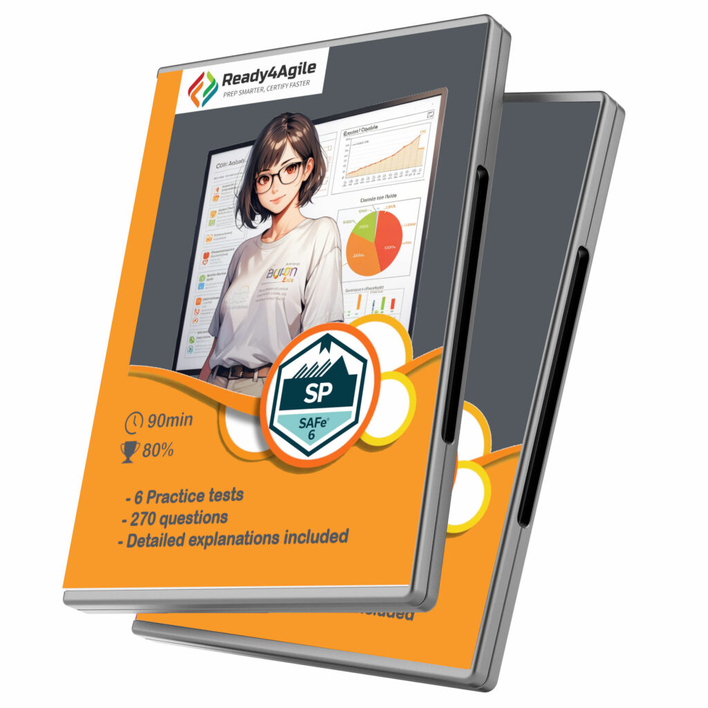 DVD cover box for SAFe 6.0 Practitioner - SAFe for Teams - 6 practice tests